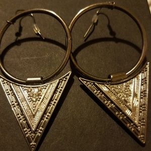 Dark silver toned earrings